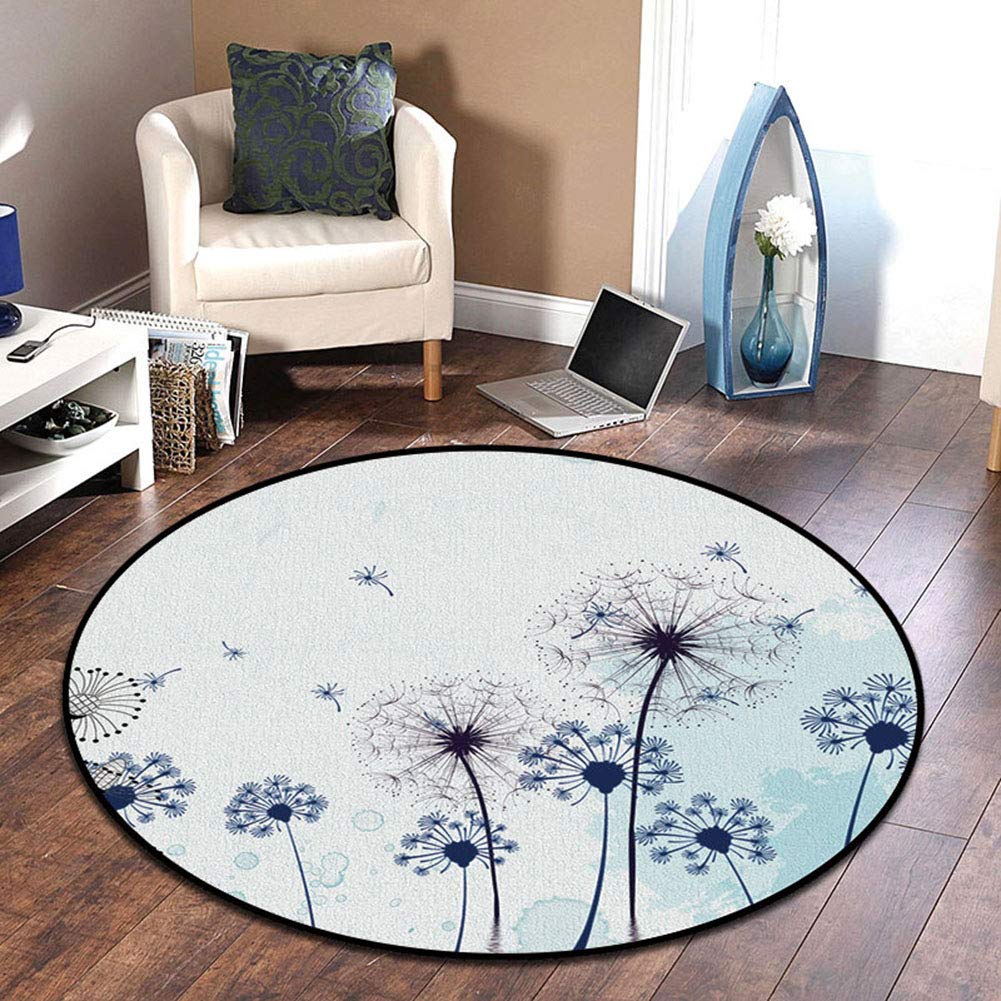 Tapis de zone antidérapant rond 120cm avec impression moderne pour salon et chambre