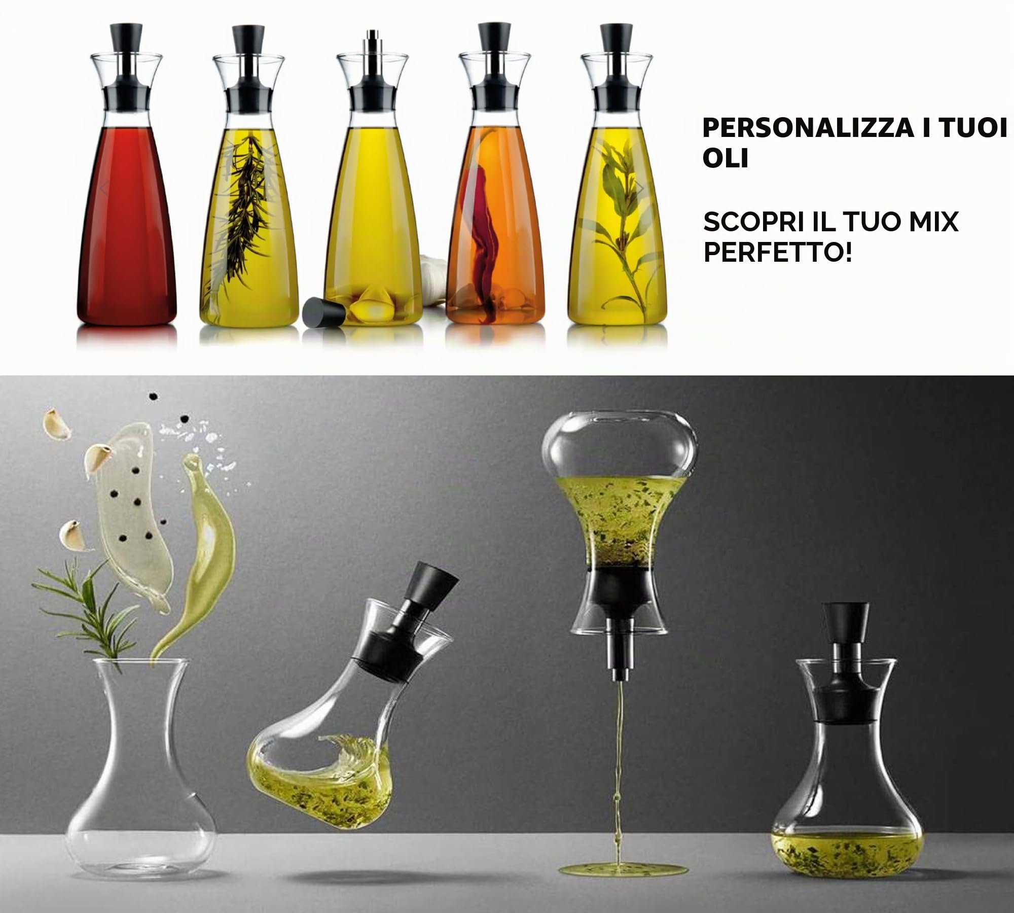 EVA SOLO | Set Oilcarafe & Shaker | Drip-free – no olio o condimento sul tavolo |