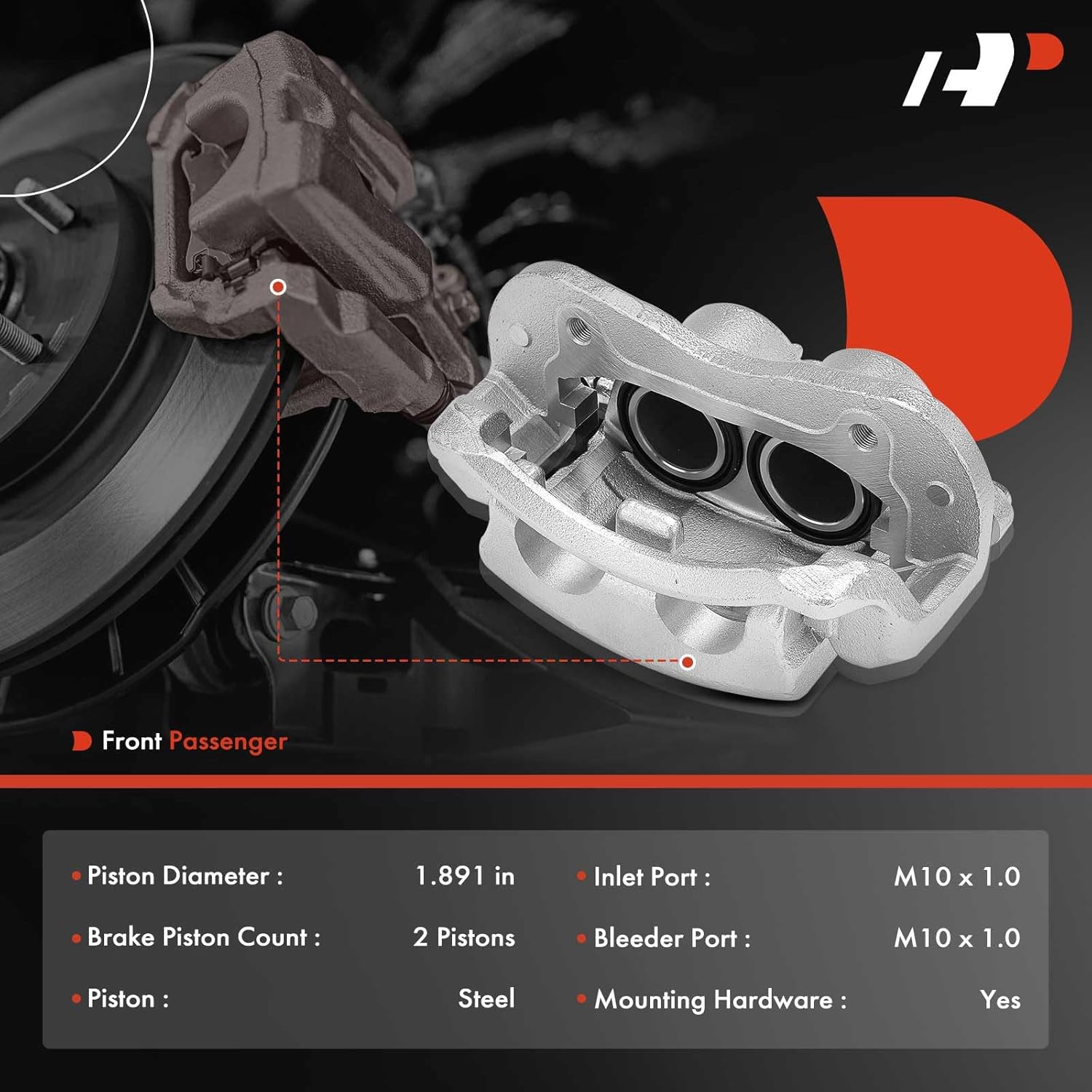 A-Premium Disc Brake Caliper Assembly with Bracket Compatible with Kia Sorento 2005 2006 2007 2008 2009 - Front Right Passenger Side