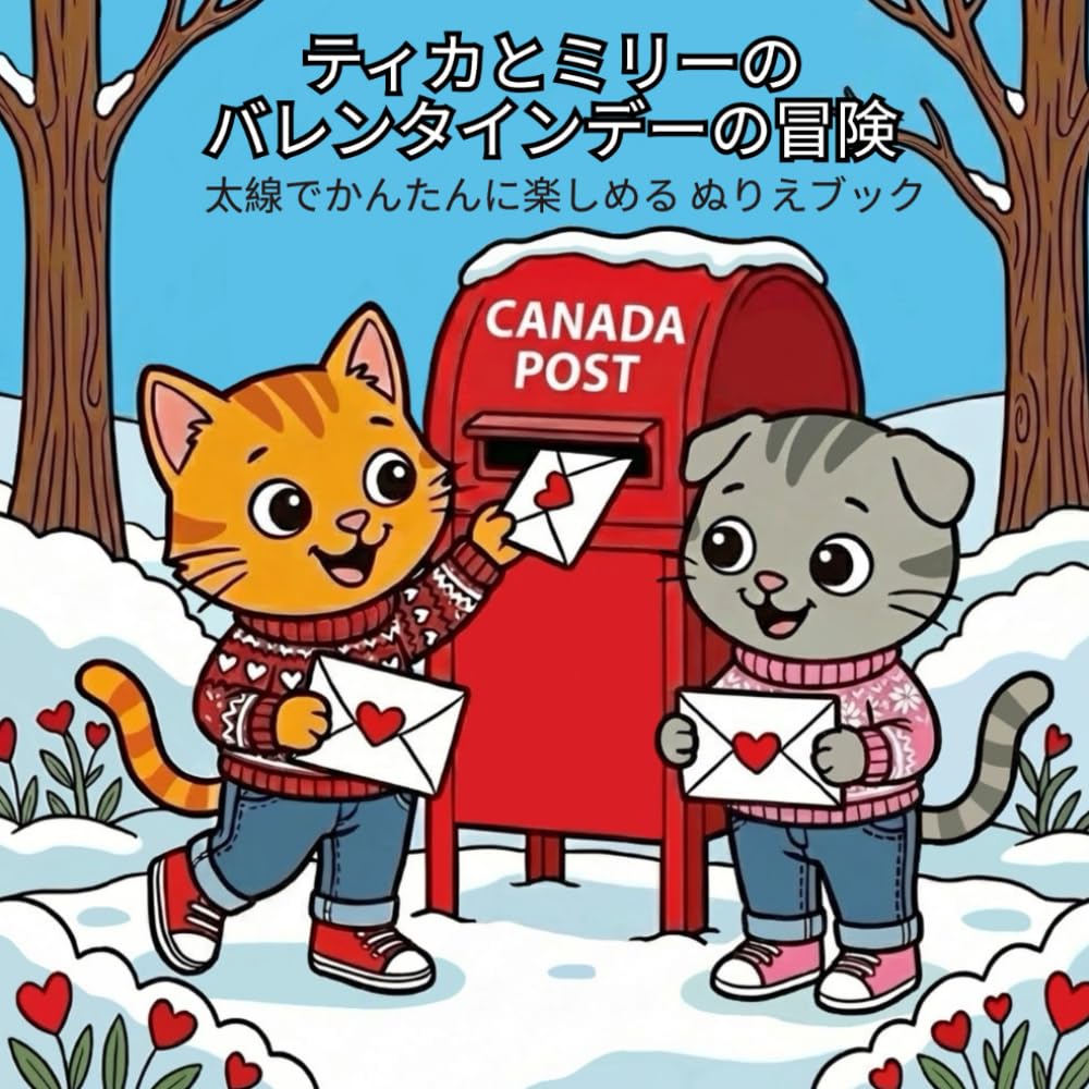 ティカとミリーのバレンタインデーの冒険：大人も子どもも楽しめる 太線でかんたん ぬりえブック