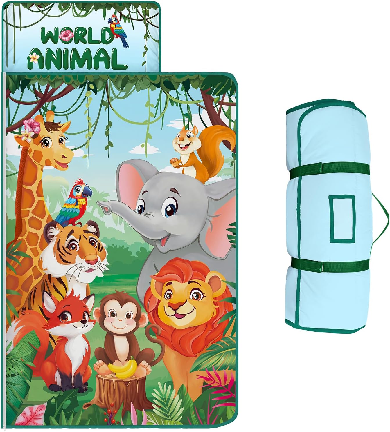 Kids Sleeping Bag,Nap Mat with Removable Pillow and Blanket,Warm Toddler Slumber Bag 150x60cm for Toddlers Boys Girls, Roll Up Kids Sleeping Mat for Bedroom Daycare Kindergarten