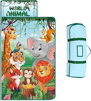 Kids Sleeping Bag,Nap Mat with Removable Pillow and Blanket,Warm Toddler Slumber Bag 150x60cm for Toddlers Boys Girls, Roll Up Kids Sleeping Mat for Bedroom Daycare Kindergarten