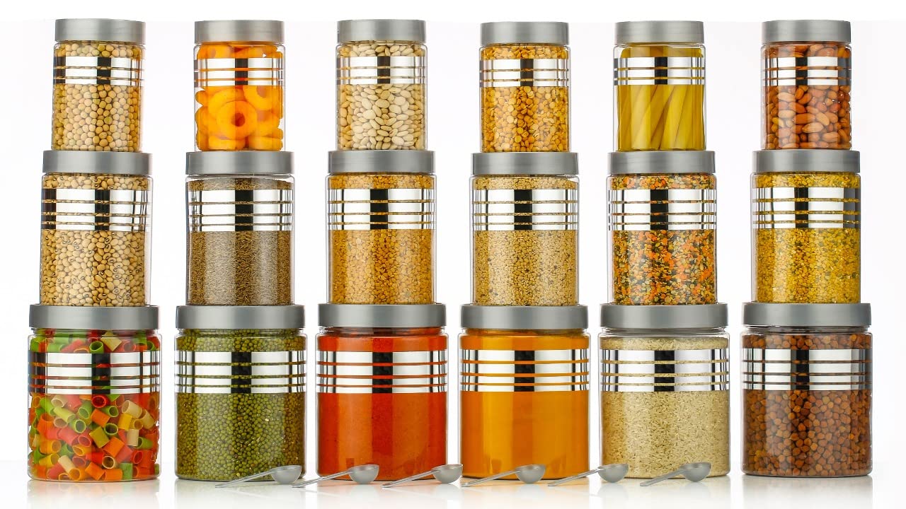 See full amazon price history chart for HAPPI Multipurpose Unbreakable Plastic Printed Silver Line Container Set Masala Box For Kitchen Storage Box For Spice, Pack of 18 (6 Pcs of Each 350ml, 650ml, 1200ml with 18 Spoons) HAPPI Multipurpose Unbreakable Plastic Printed Silver Line Container Set Masala Box For Kitchen Storage Box For Spice, Pack of 18 (6 Pcs of Each 350ml, 650ml, 1200ml with 18 Spoons) (B0BFBMQL5L) Amazon Price History, Amazon Price Tracker