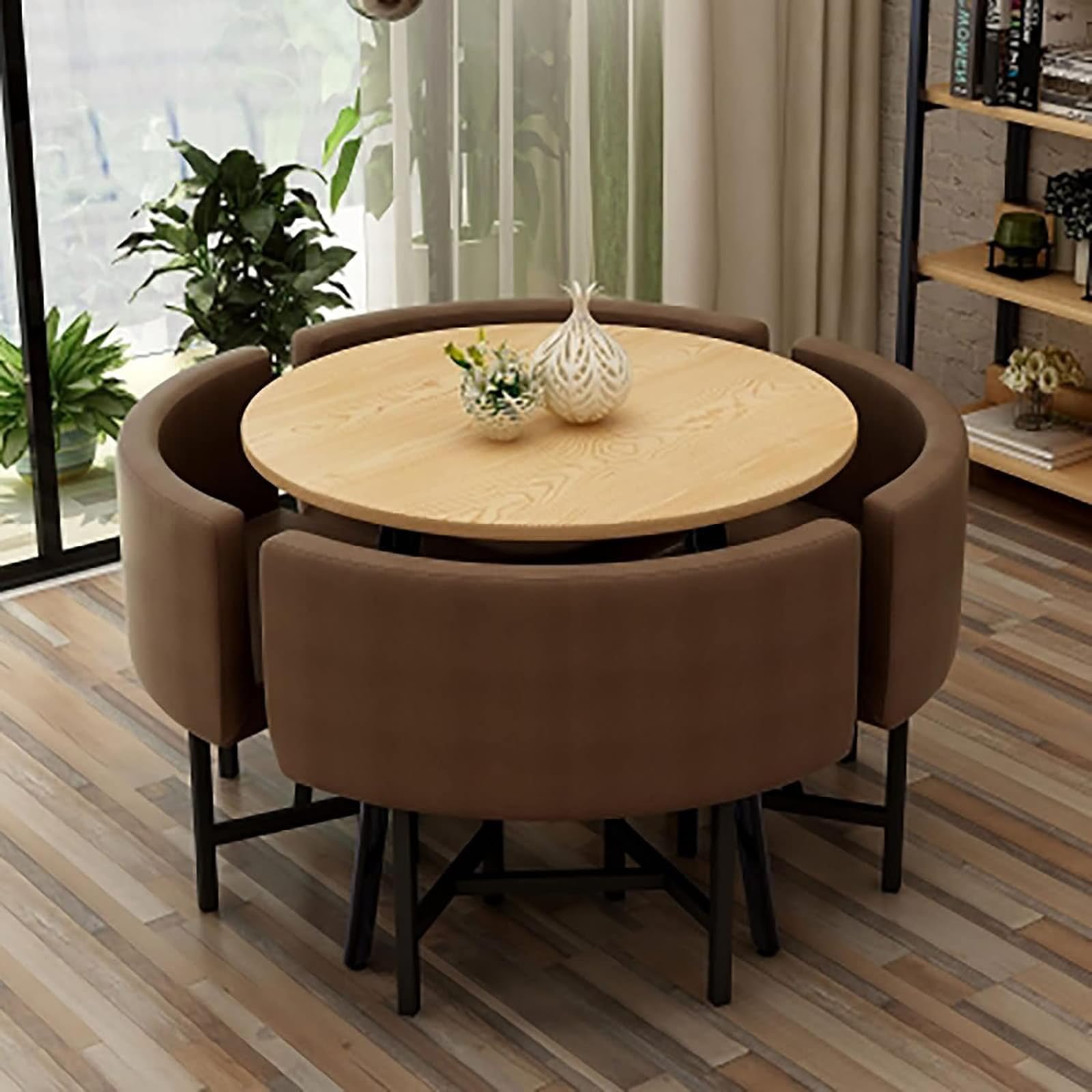 ASerZenith Modern Round Dining Table Set With Chairs Space Saving Design Ideal For Dining Room Living Room Reception Room Conference Table Lounge Stylish And Functional Furniture For Any Space,21