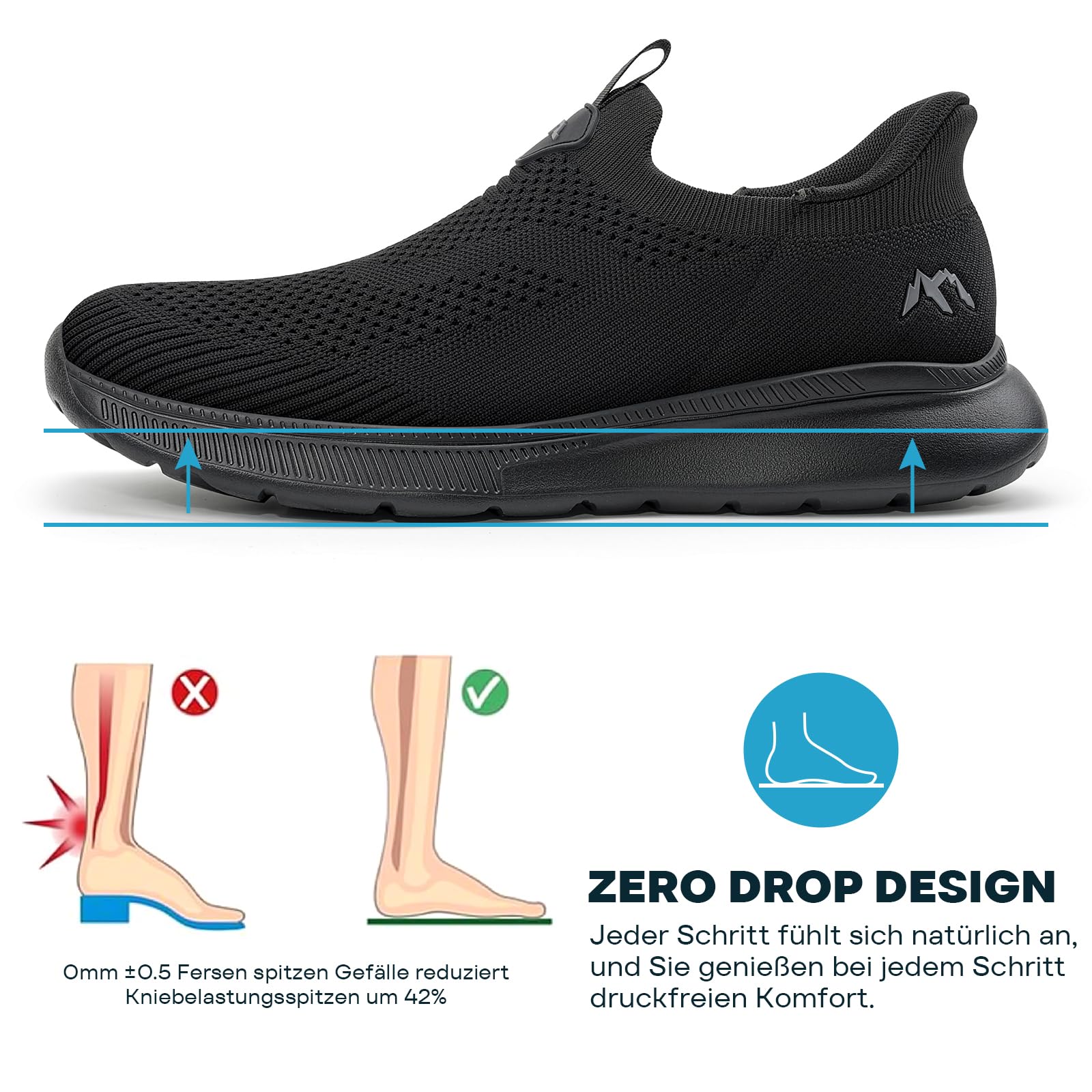 ODCKOI Herren Slip On Sneaker atmungsaktiv Turnschuhe bequem Laufschuhe | Minimalistischer Sneaker Herren für Alltag, Walking, leichtes Jogging bietet flexiblen, bequem