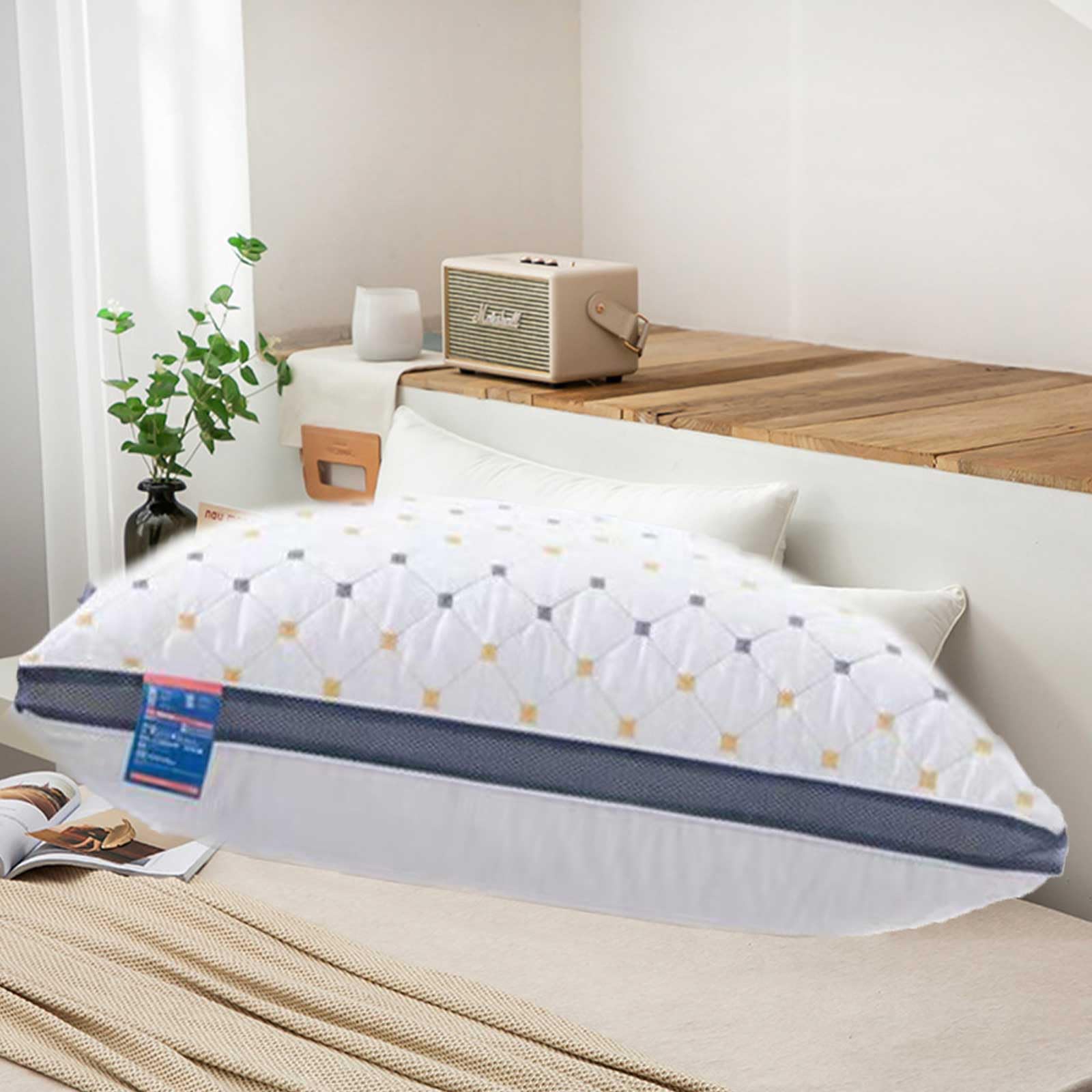 Hotel Quantity Bed Pillows Standard Pillows Core Cotton Velvet Bed Pillows for Sleeping Comfortable Breathable Bedding for Back