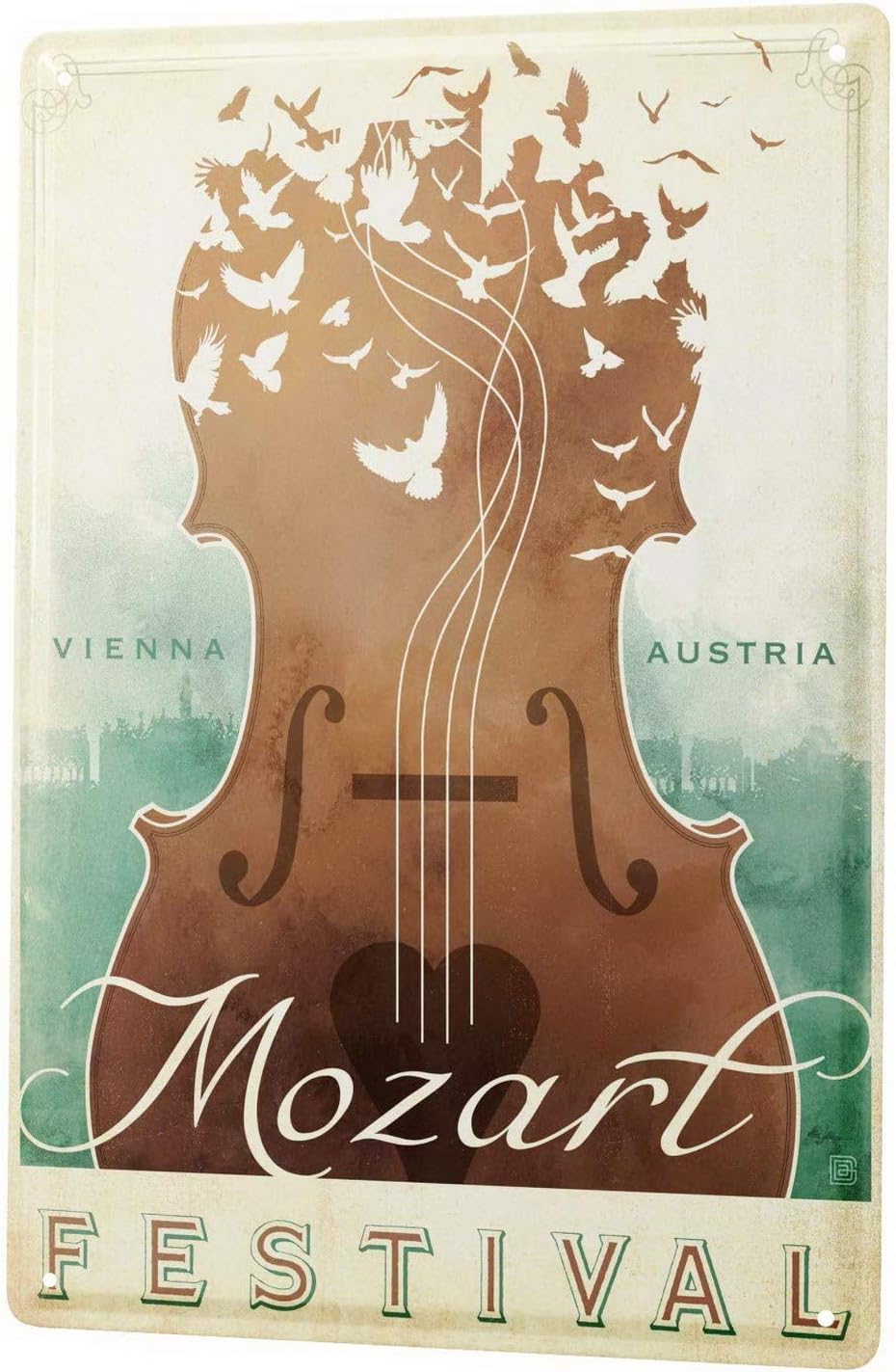Iron Painting Metal Wall Metal Decoration 16"x12"Bar Party Mozart Violin for Art,Vintage Man Cave Garage SignBar Sign Metal Wall Tin Sign Wall ArtSymbol Pointer Decal Metal Signs