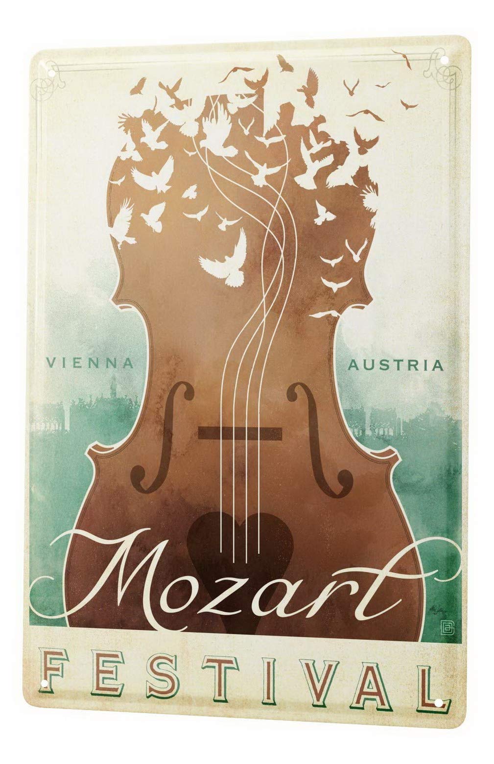 Iron Painting Metal Wall Metal Decoration 16"x12"Bar Party Mozart Violin for Art,Vintage Man Cave Garage SignBar Sign Metal Wall Tin Sign Wall ArtSymbol Pointer Decal Metal Signs