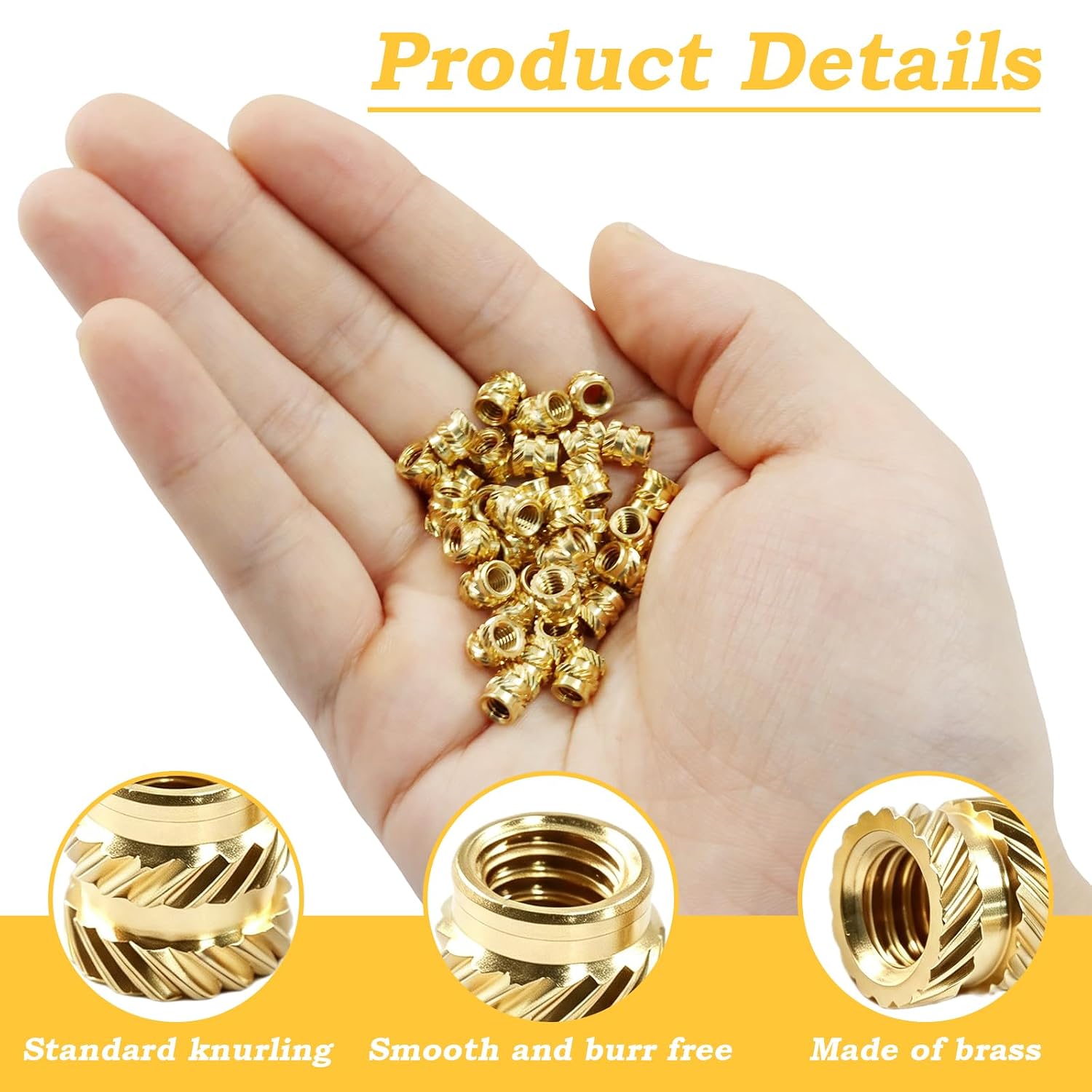 100 Pcs M4 Threaded Inserts, Brass Heat Set Nuts