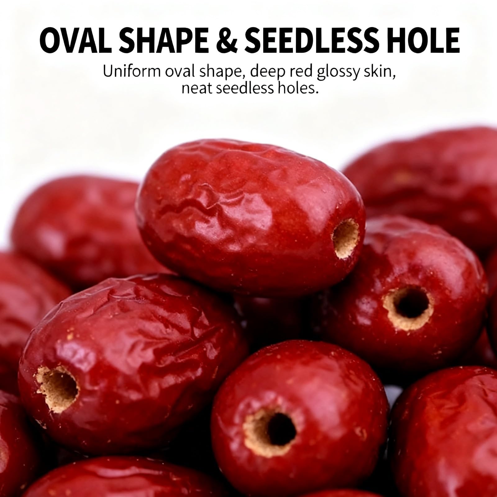 250 g de dátiles rojos secos, azufaifas de pulpa gruesa y corazón pequeño, dulces naturales, té, gachas, sopa y repostería.(1000g)