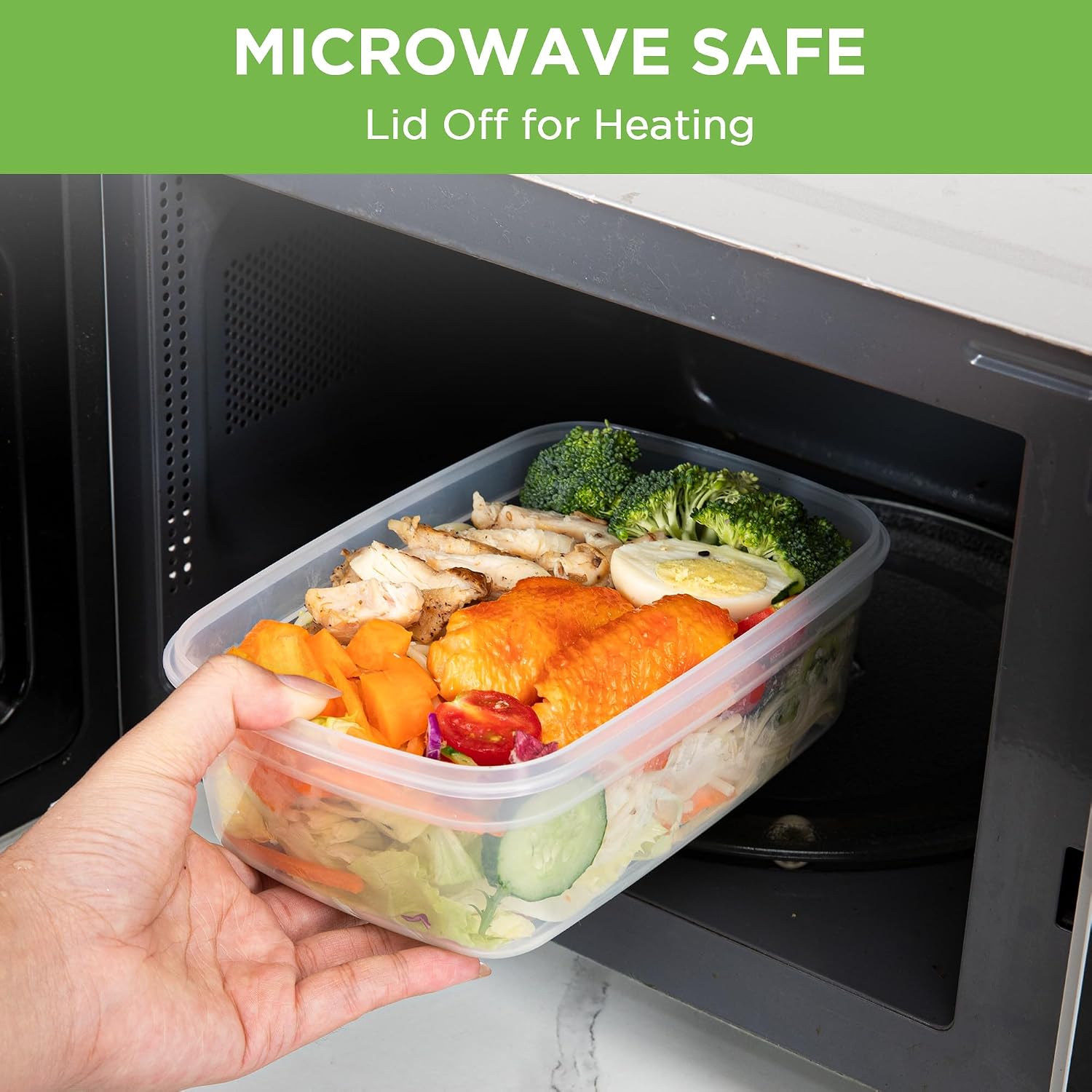 10-Pack Food Storage Containers with Airtight Leakproof Lids, BPA-Free Meal Prep Containers for Microwave/Dishwasher/Freezer, Pink, 47.3oz Each image 4