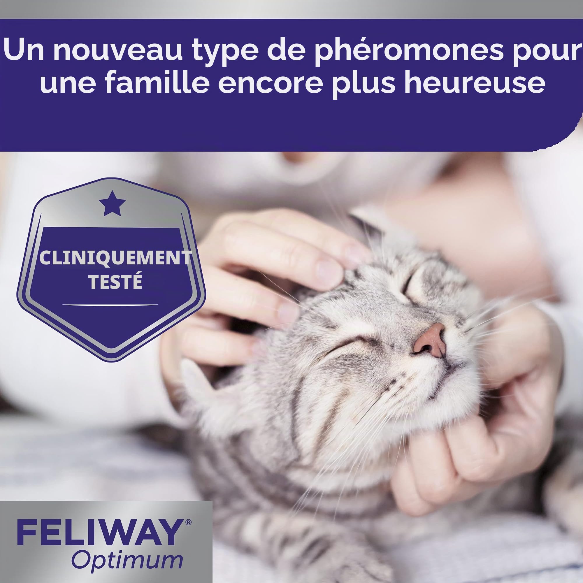 Feliway® Optimum - Kit anti-stress apaisant pour chats composé d’un diffuseur et d’une recharge de 48 ml de phéromones félines plus forts pour détendre et calmer les chats stressés