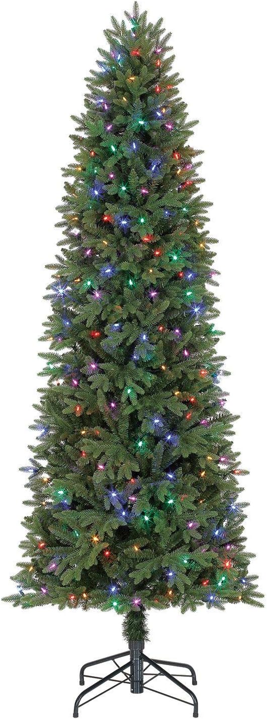 Everstar Pre-Lit 8-Function Color Changing LED Artificial 7' Slim Pine Christmas Tree