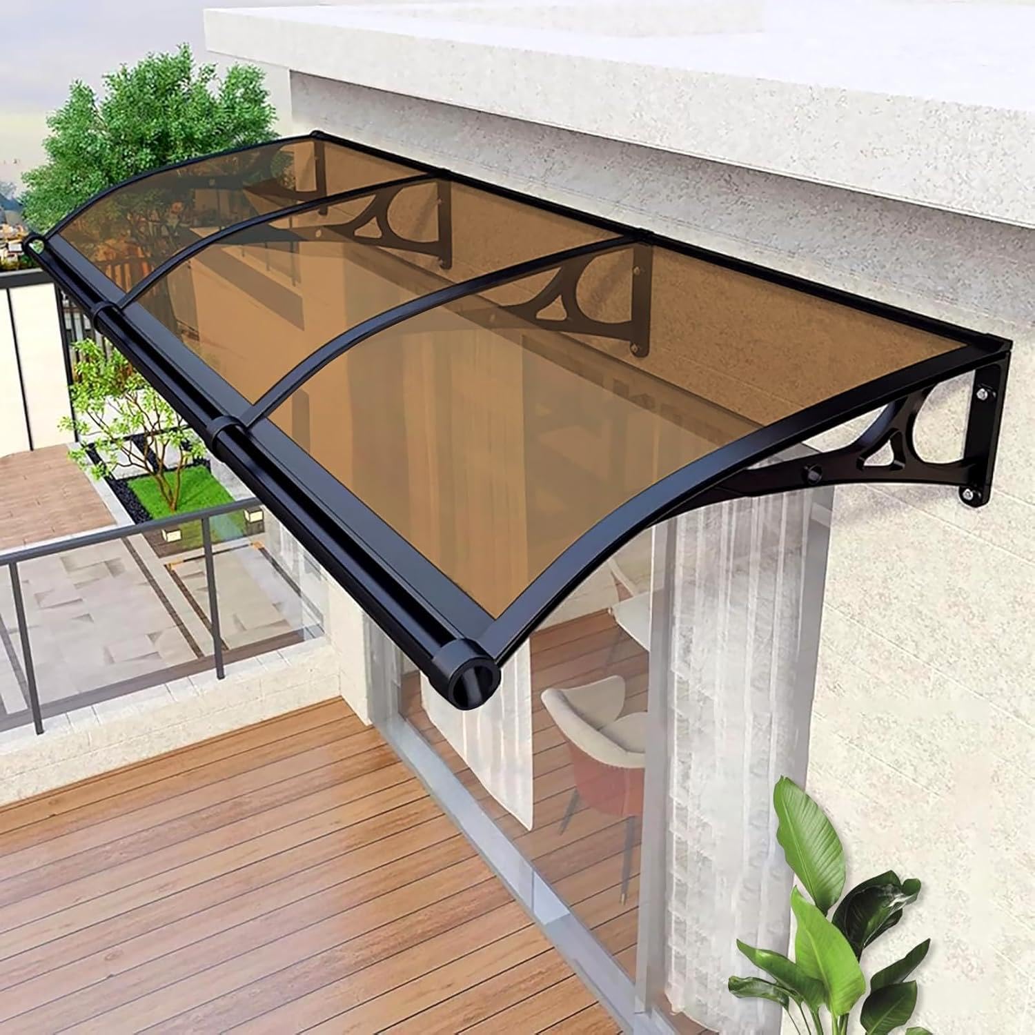GJMSSMY Outdoor Door Canopy, Door Awning, Sun/Rain/Snow Protection for Windows, Pools, Roofs, Terraces, Garden Door Cover, D-80x200cm/32x79in
