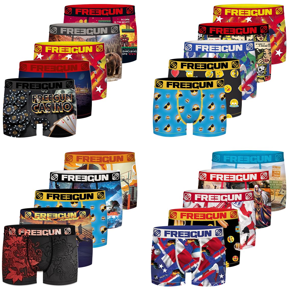 Freegun Pack Surprise Boxer Homme, Calecon Modèle Aléatoire, Confortable et Agréable (Lot de 5) - 4