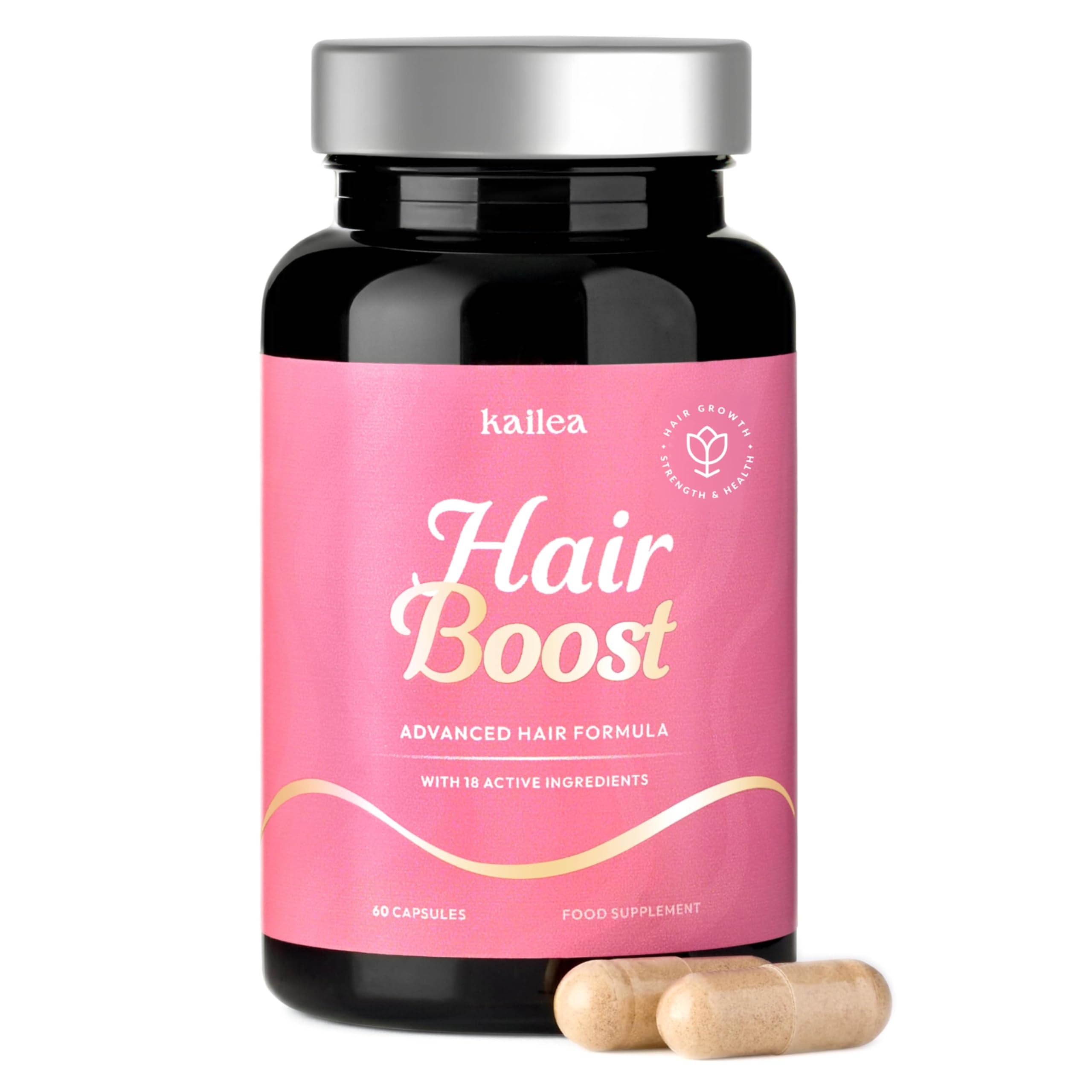 18-in-1 Hair Growth Supplement | Collagen, Hyaluronic Acid, Nettle, Silica, Biotin, Grape Seed Extract, Bamboo | Stronger, Thicker, Longer Hair – Supports Hair Volume, Shine, Scalp & Nail Health