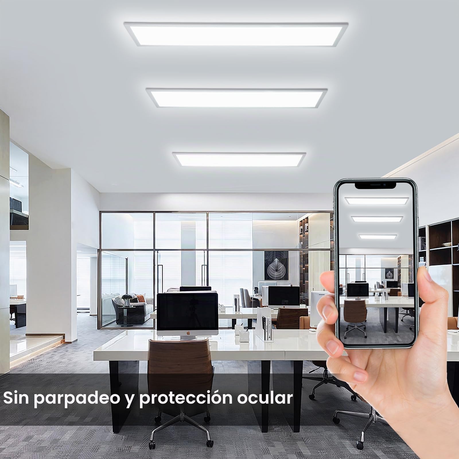 Plafon LED Techo Regulable 120x30CM, Lampara Techo LED Panel 36W/3960LM, 3000K-6500K, Con mando a distancia y función memoria, puede utilizarse como Lampara Techo Dormitorio, Plafon Techo
