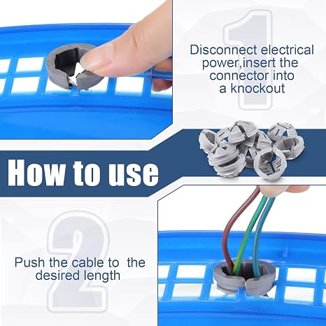 Sintuff 12 Pcs 3/8 in. - 1/2 in. Push in Cable Connector Bulk
