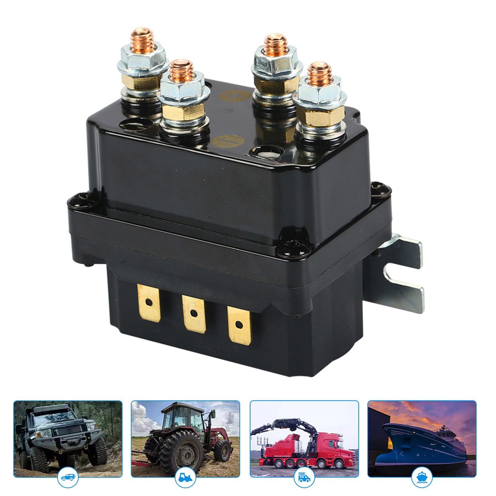 Relais de treuil 250 A 12 V durabilité améliorée Noir