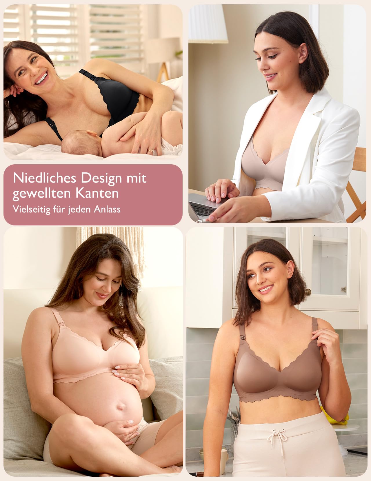 momcozy Still-BHS zum Stillen, Nahtloser Schwangerschafts-BH ohne Bügel, klassischer Still-BH mit Jelly-Streifen-Stütze