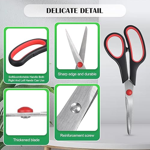 Miniatura 3 de Therwen Paquete de 50 tijeras multiusos, tijeras de corte de tela a granel, tijeras afiladas de acero inoxidable, tijeras para manualidades, asas de