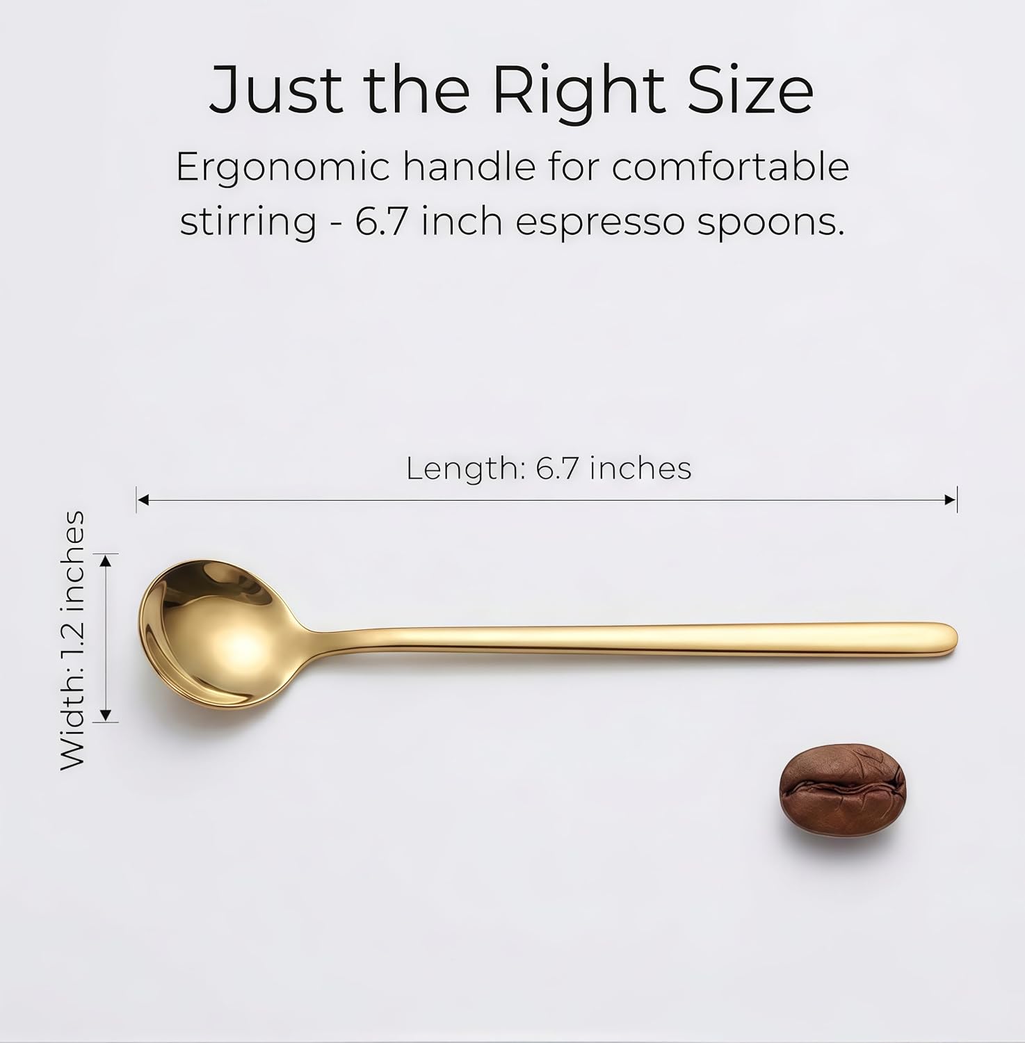 5-Piece Champagne Gold Coffee Spoons, 6.7 Inch Long Handle Espresso Spoons & Tea Spoons Set for Coffee Bar, Latte, Dessert, Demitasse & Home Cafe