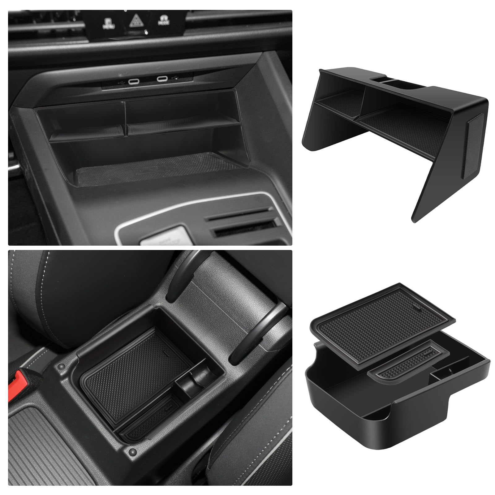 [2 Pezzi] WEIPIN Compatibile con V-W Golf 8, MK8 GTI GTD GTE 2020-2024 2025 Console Centrale Vano Guanti Bracciolo Organizer Console Vassoio Scatola Portaoggetti Compatibile con Accessori