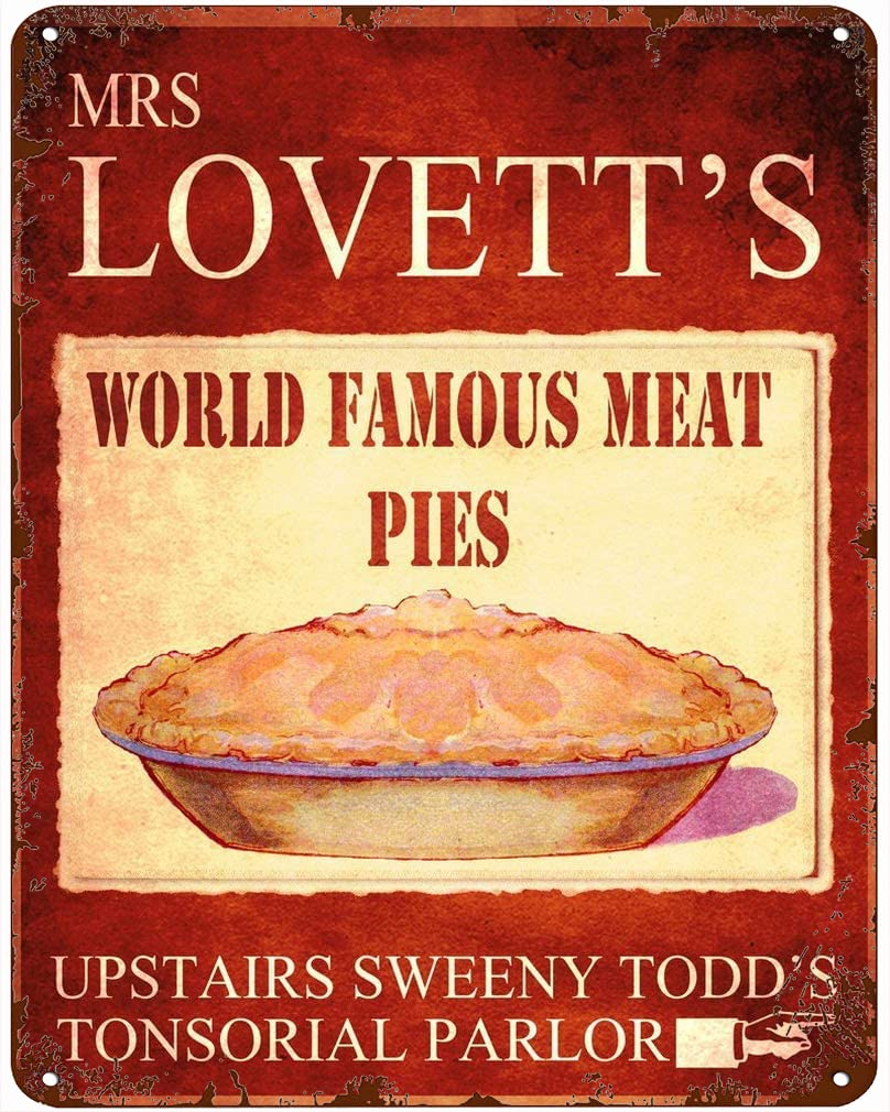 Bioprocess Mrs Lovett's Worlds Famous Meat Pies Sweeny Todd Wall Decor Wall Decor Kitchen Decor Wall Decor Poster Metal Sign 8X12 Inches