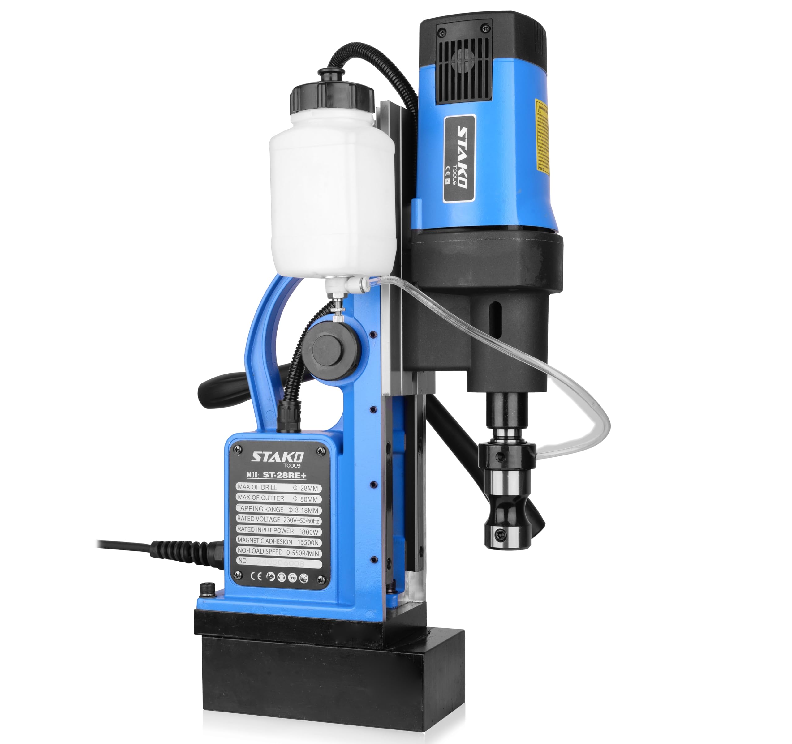 STAKO Trapano magnetico 1800 W con valigetta ST-28RE+ max. Ø 80 mm – 16500N forza magnetica – Trapano a nucleo portatile per lavorazione dei metalli con Weldon 19 mm MK3 e mandrino B16 3-16 mm – Set 2