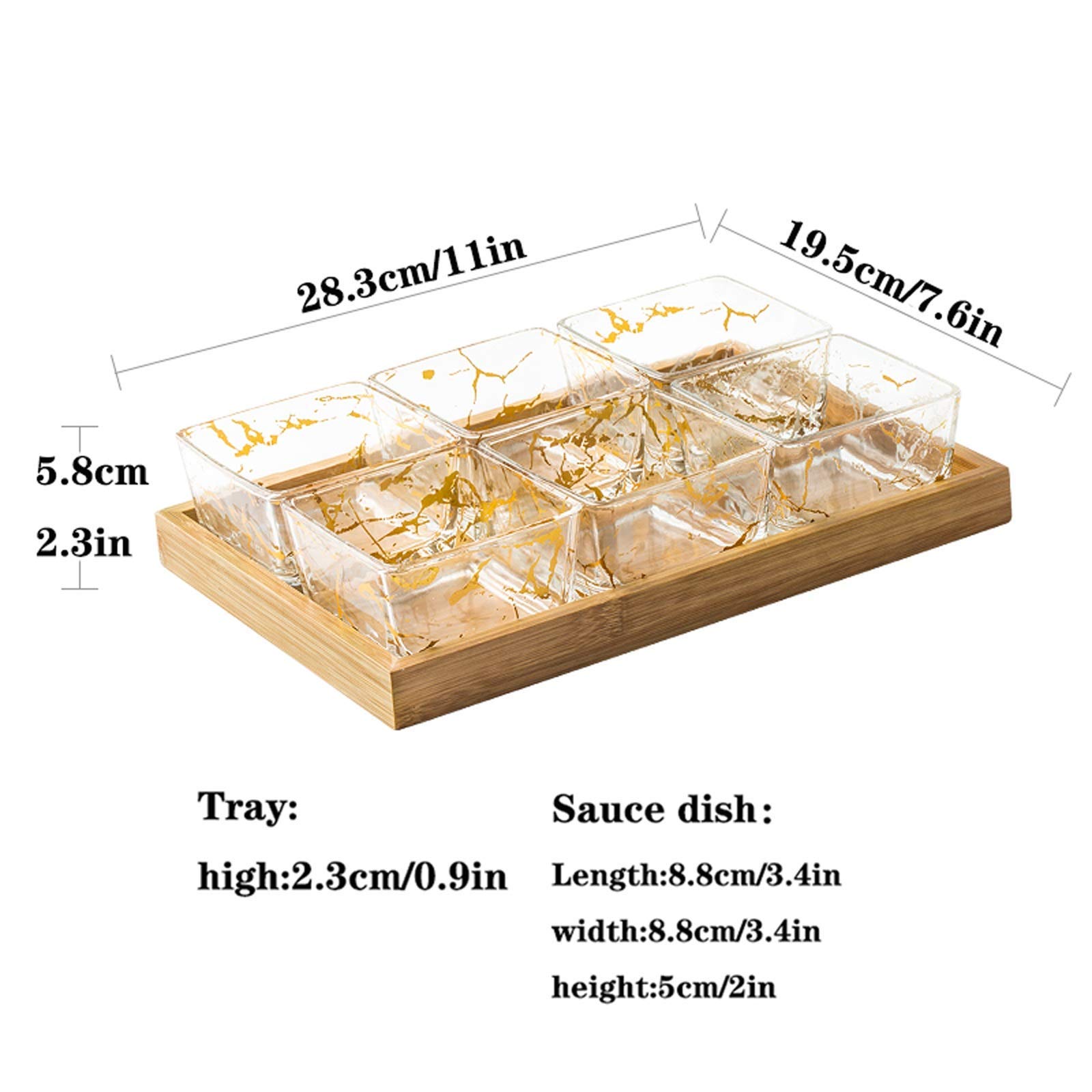 Vorspeisenteller Snackteller Glas-Dip-Schalen Mit Serviertablett Sojasauce Teller/Schalen, Gewürze Servierteller - Gut Für Snack Ketchup Sojasauce Obst Gewürzteller-B