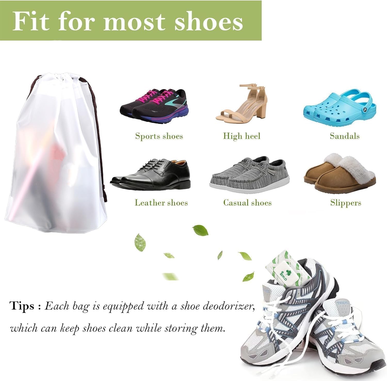 10 PCS Clear Shoe Bags for Travel, 13.79" x 11.82" Clear Travel Shoe Bags for Packing with Drawstring, Waterproof Dustproof Portable StorageBags Travel Essentials for Men and Women