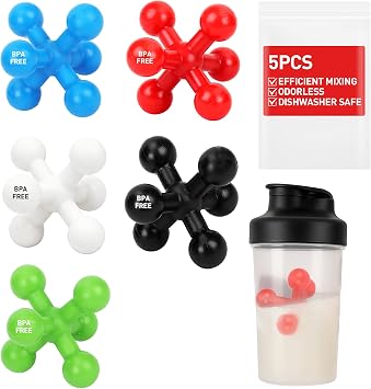 Hydro2Go Shaker Ball 5-Pack, BPA-Free Food Grade Plastic Replacement Mixing Balls for Protein Shaker Bottle, Easy-Clean 2.2 Universal Fit for Most Protein Shakes, Smoothies & Formula Bottles