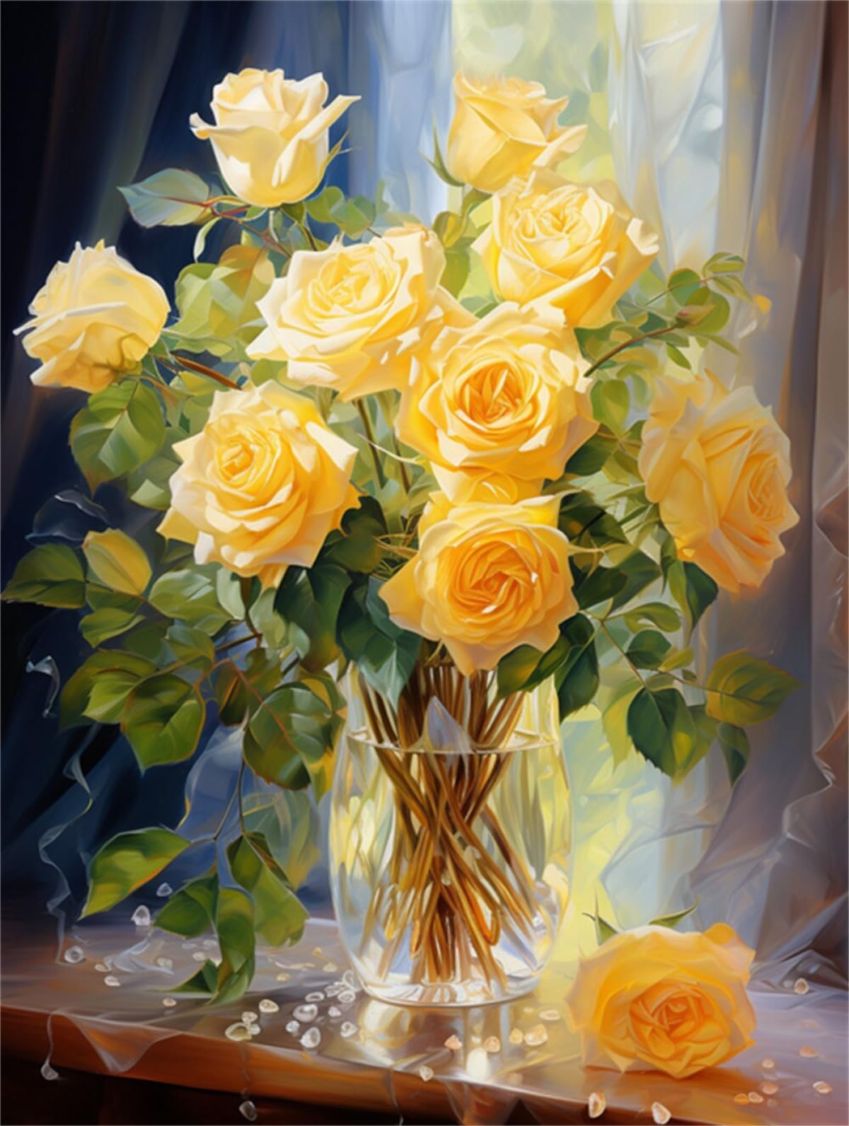 Taxpy 11CT Rosas De Fantasía Diy Punto De Cruz Kit Completo Flores En Un Jarrón Kits De Punto De Cruz Para Adultos Y Principiantes,Preimpresos,Estampados,Para Bordar,Manualidades. 80x100cm
