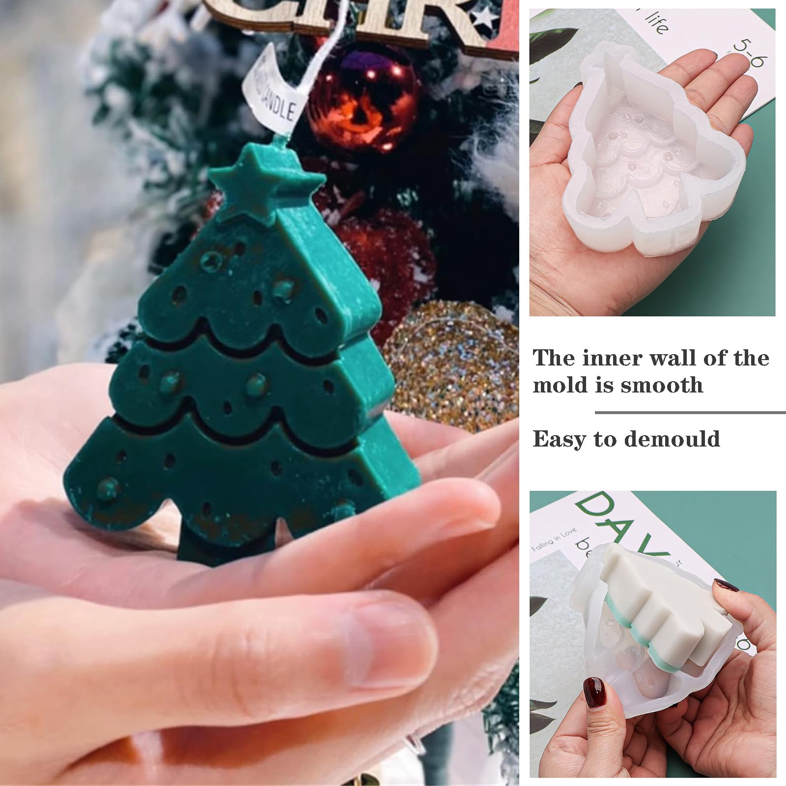 3 Pièces Moule À Bougie Pour Arbre De Noël Bonhomme En Pain D'Épices