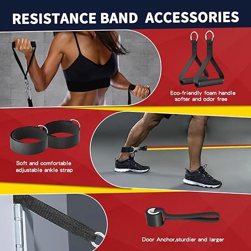 Miniatura 3 de WHATAFIT Bandas de resistencia, bandas de ejercicio, bandas de resistencia para entrenamiento, bandas de entrenamiento con asas para hombres y