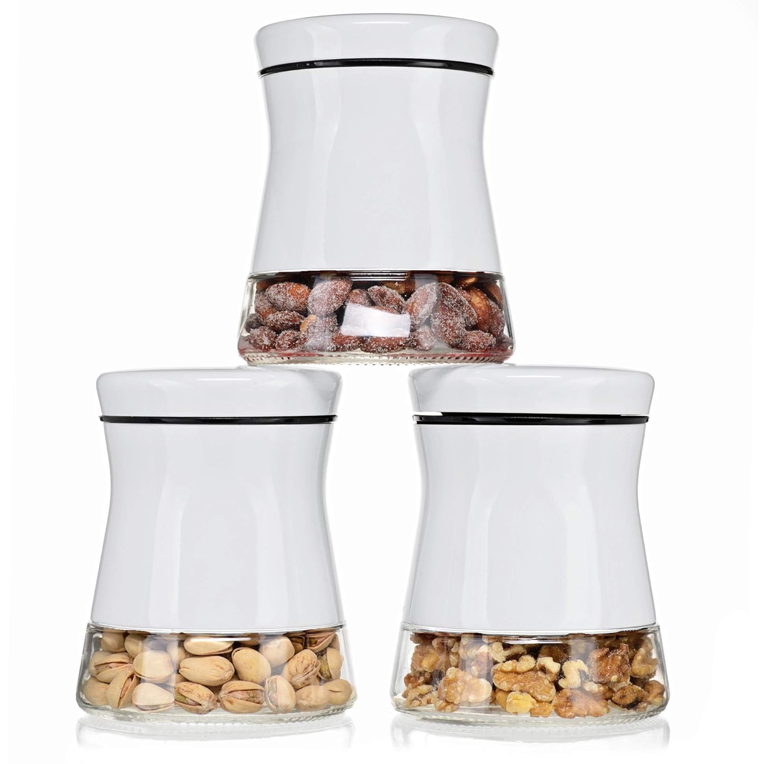 Buy CHEFVANTAGE Glass Kitchen Storage Jar Set for Countertop with Air