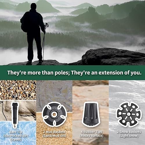 Miniatura 8 de TheFitLife Bastones de senderismo plegables para senderismo  Bastones plegables ligeros para hombres y mujeres con mango de espuma extra largo y