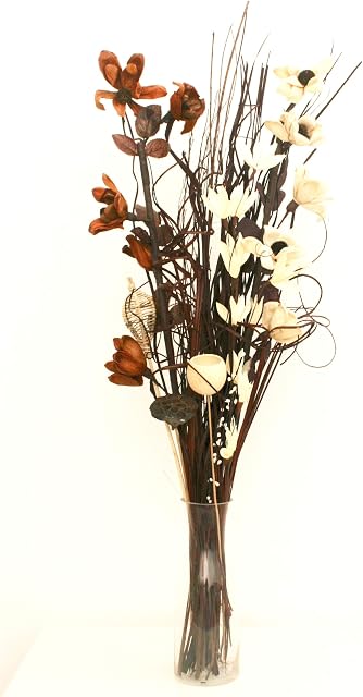 Dried & Artificial Flower Bouquets 90cm Tall Ready For A Vase (brown and cream)