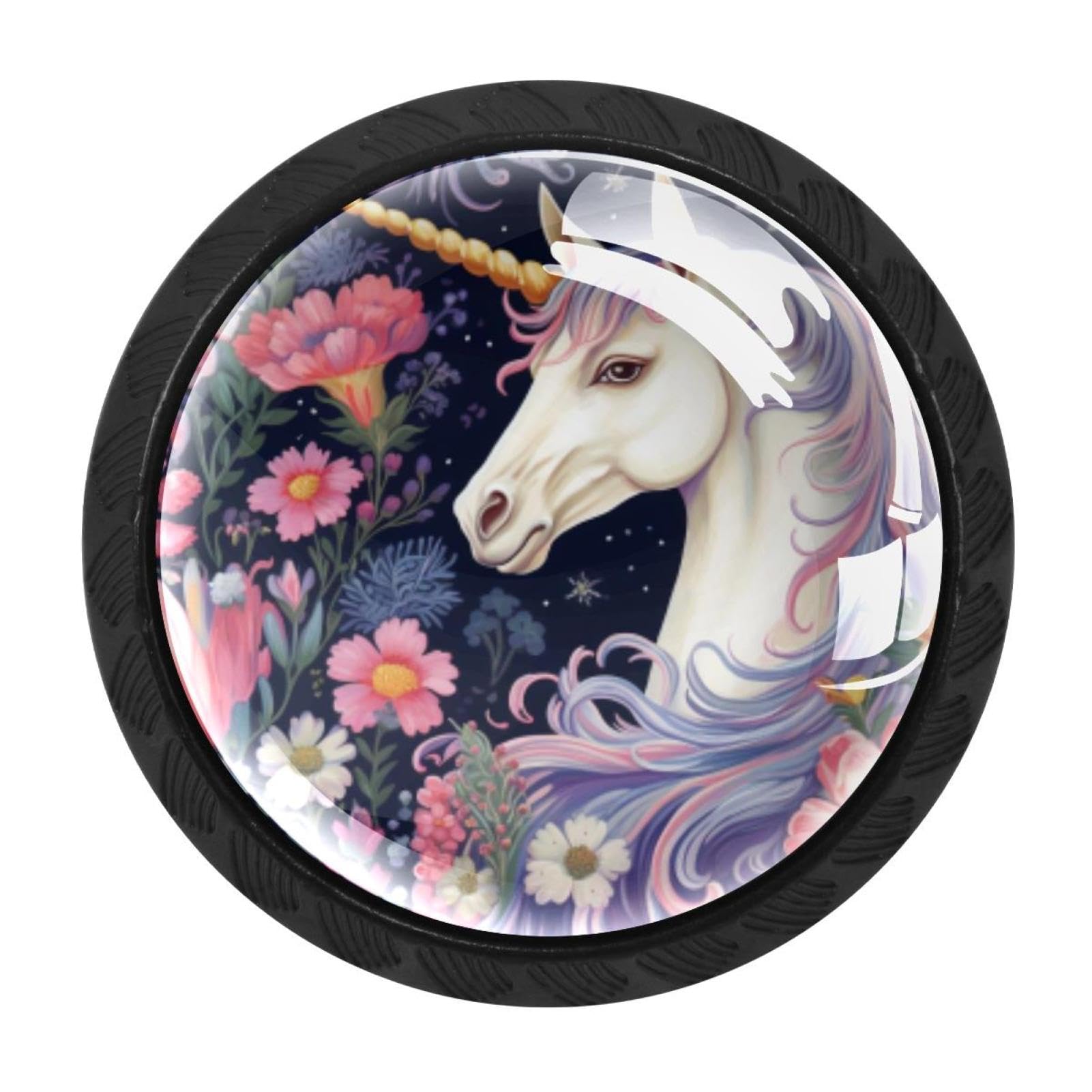 CHENZZZZ 4 Pieces Round Cabinet Knobs Unicorn Dresser Knobs Pulls Handles with Screws for Drawer Pulls Handles Knobs Door Knobs