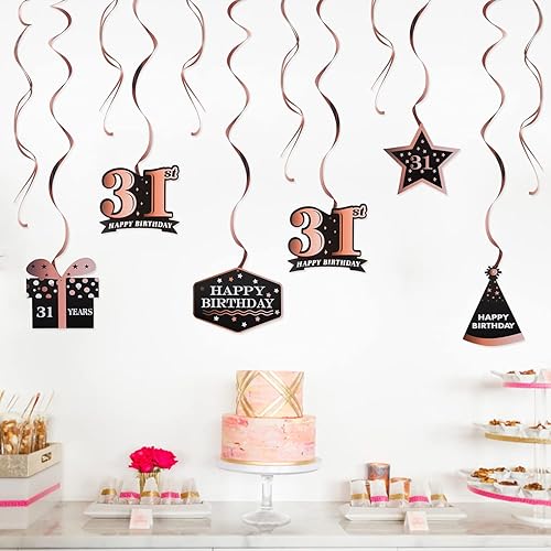 Miniatura 341 de LINGTEER Happy 65th Birthday Decorations Set - 12Pcs Black & Gold Swirls Streamer,Happy Birthday Bunting Banner,Cheers to 65 Years Old Bday Party