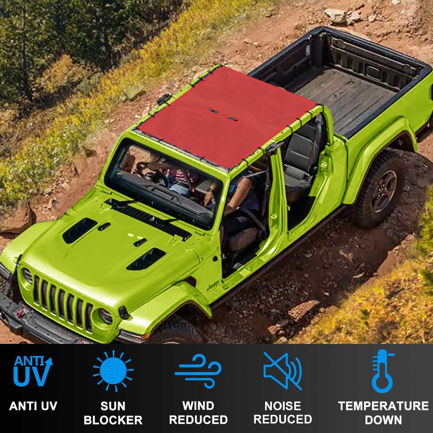 Coverspec JT Top Sun Shade Roof Compatible with Jeep Gladiator JT