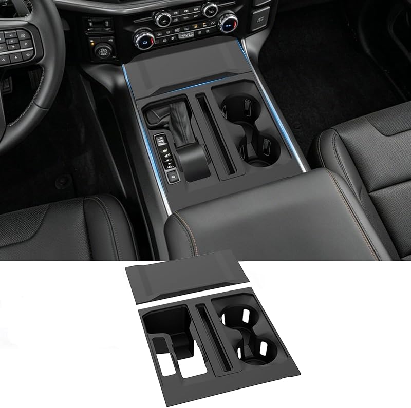 Organizador de Console Central em Silicone com Porta-Copos Temmis para Ford F150 2021–2026 Preto