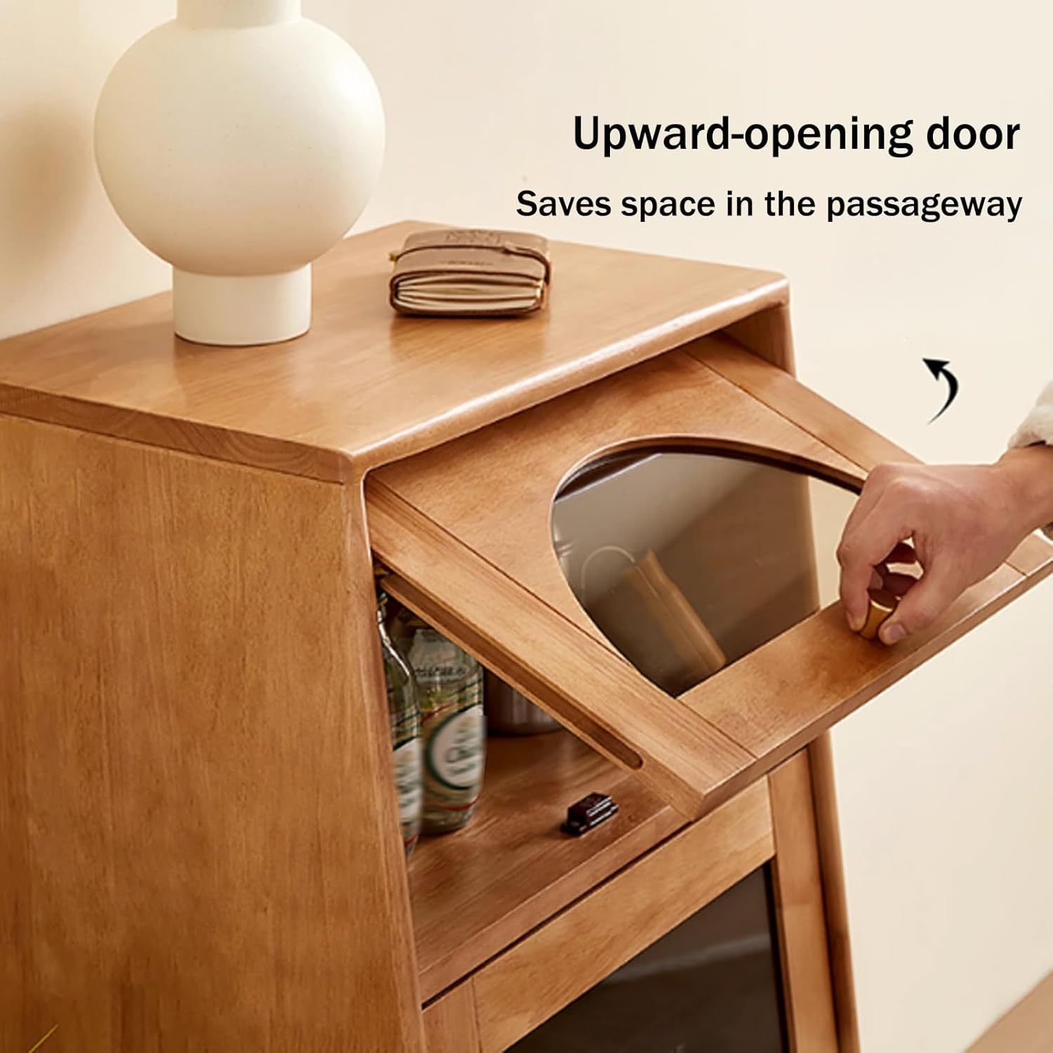 Buffet Cabinet with Storage, Narrow Sideboard Buffet Cabinet, Storage Cabinets with Glass Doors, Farmhouse Coffee Bar Cabinets, Kitchen Pantry Storages Cupboard(Brown 1)