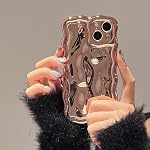 FABSPARK Case for iPhone 14,3D Meteorite Bubble Pattern Electroplate Plating Glitter Curly Wavy Frame Glossy Case,Soft TPU Shockproof for iPhone 14 6.1 Inch,Dark Green