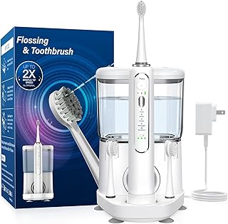 Cepillo de dientes eléctrico con irrigador dental de agua, carga inalámbrica, cepillo de dientes 3 en 1, cepillo inalámbrico profesional de 16.9 fl oz y hilo dental en uno, 5 modos de cepillo y 3