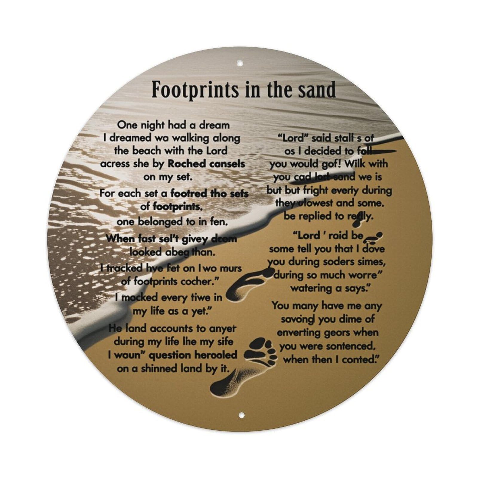 Jdyaojiesheng Vintage Footprints In The Sand Round Tin Sign Retro Metal Wall Decor Metal Poster, Home Bar Garage Farmhouse Cafe Wall Art Decoration 8X8inches
