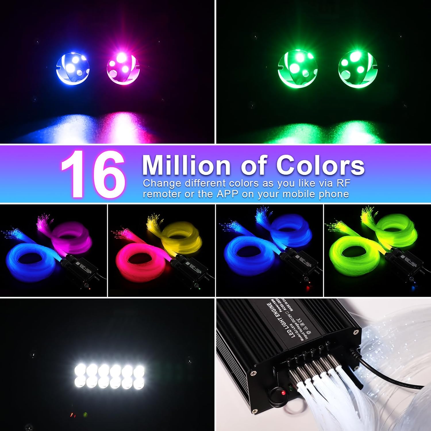 Starlight Headliner Kit, Dual Color Twinkle & Meteor 2 in 1 Fiber Optic Lights, 1000pcs*0.03in*13.1ft, APP & Remote Control, 18W Music Star Lights for Car/Home Ceiling