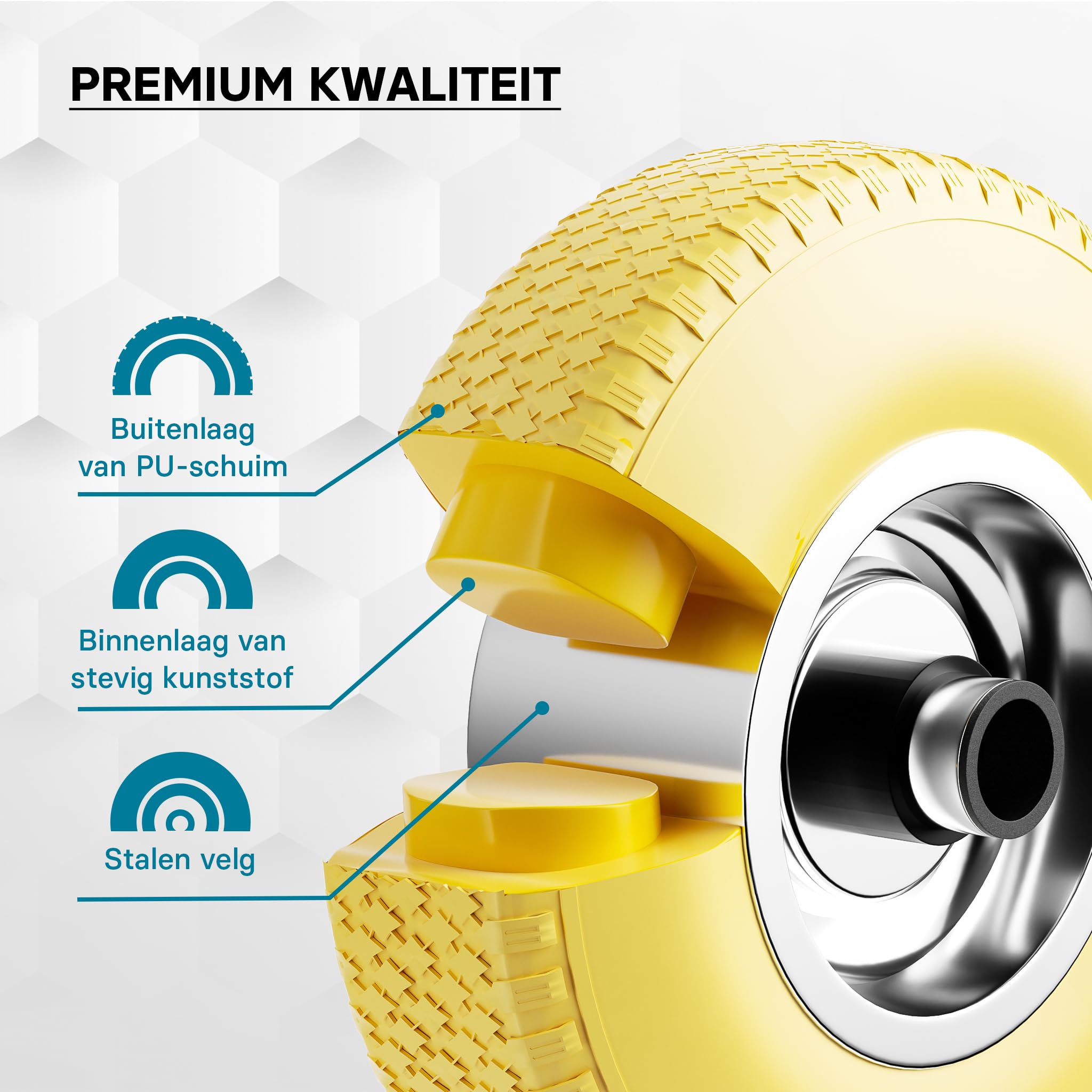 HOME It® Lekvrije Wiel 250 x 55 mm voor Transportkarren | ABS Velg