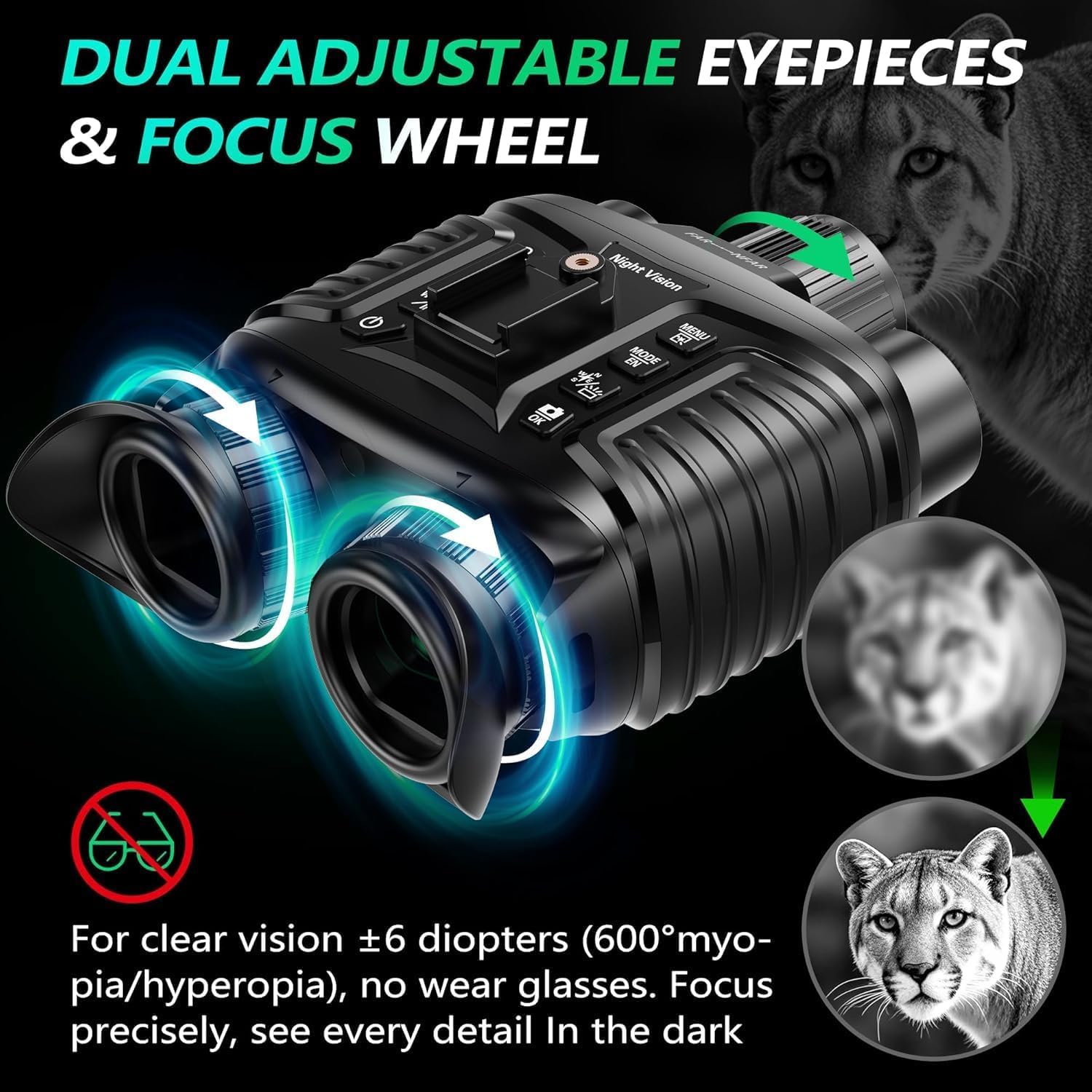 Nachtsichtgerät 4K 36MP 8X Digitaler Zoom Infrarot Fernglas 3" HD-Display 4500mAh IP54 Wasserdicht mit 32GB TF Karte