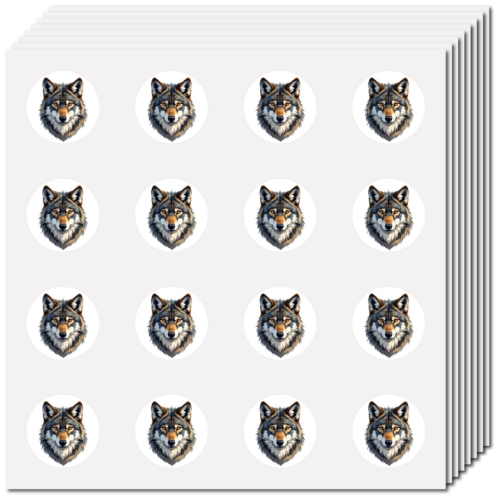 CREATCABIN 128Pcs Wolf Stickers Animals Planner Sticker Self-Adhesive Waterproof Plastic Round Dot Cartoon Water Bottles Decal Bulk Tags for Scrapbooking Crafting Helmet Calendar Luggage Laptop 2.5cm